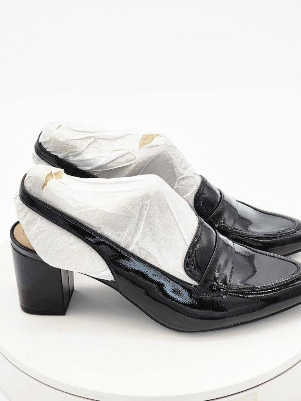 LifeStride Angel Black Patent Slingback Loafer Pumps Block Heel Women’s Size 9 - Picture 3 of 11